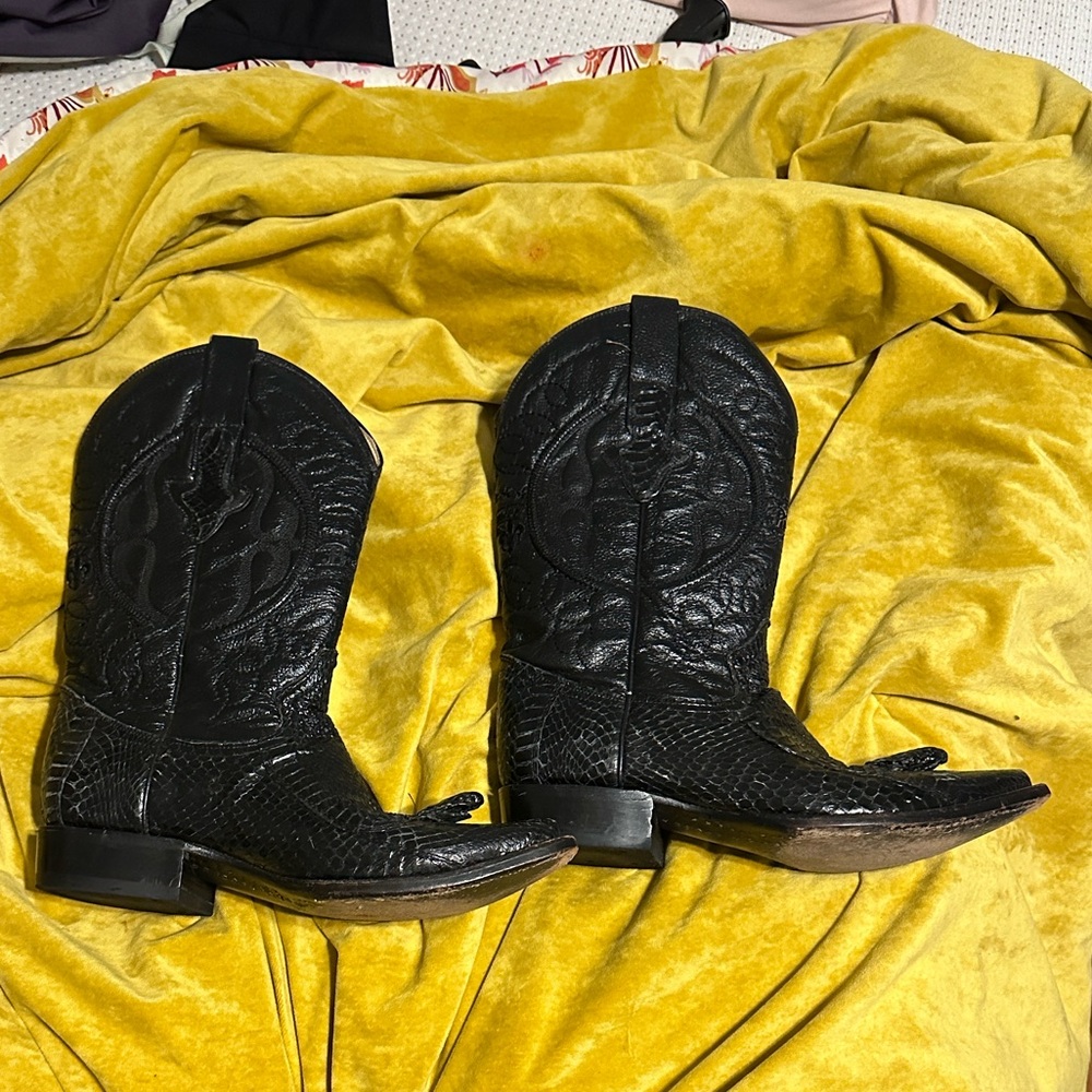 Premier Black Leather and Snake Skin (with snake head) Mexican Cowboy Boots